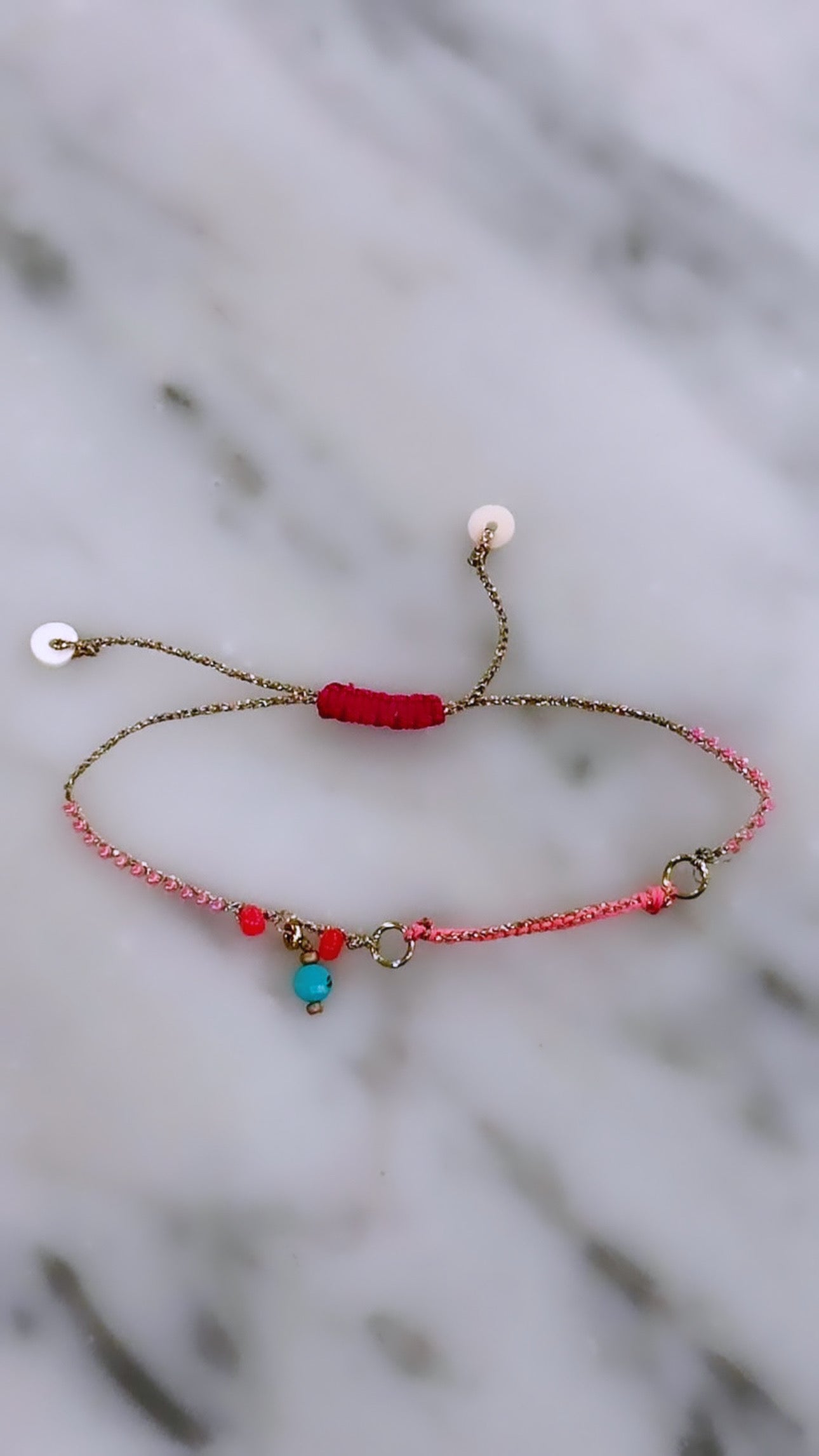 Bracelet crocheté rose et turquoise