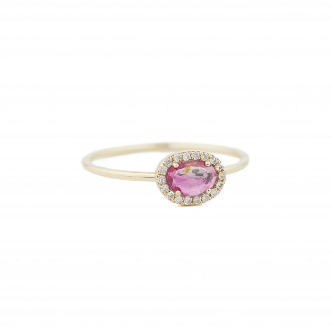 Bague Stella en Or Jaune 14 Carats avec Saphir Rose et Diamants - Céline Daoust