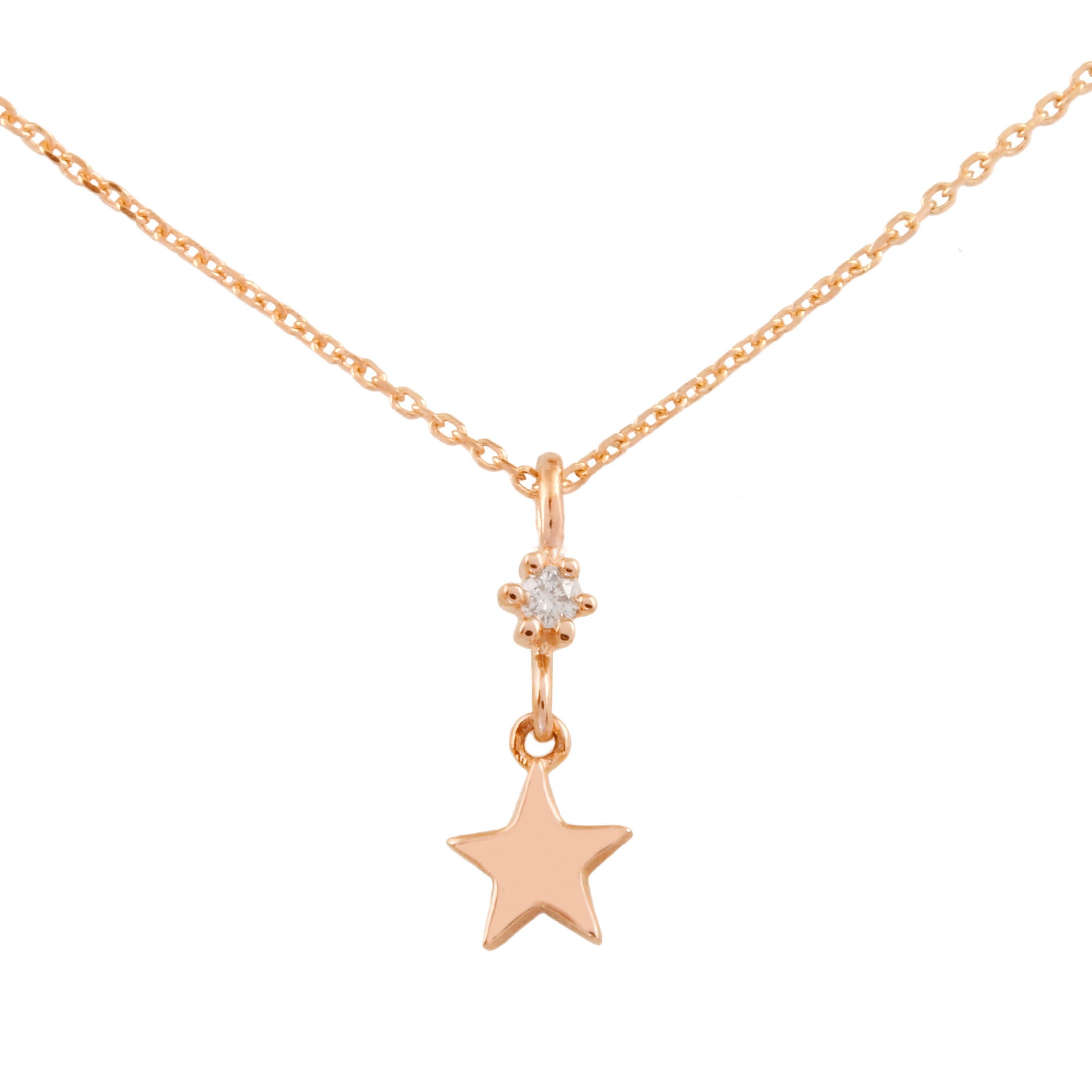 Collier Étoile Scintillante en Or Rose 14 Carats avec Diamant - Ginette NY