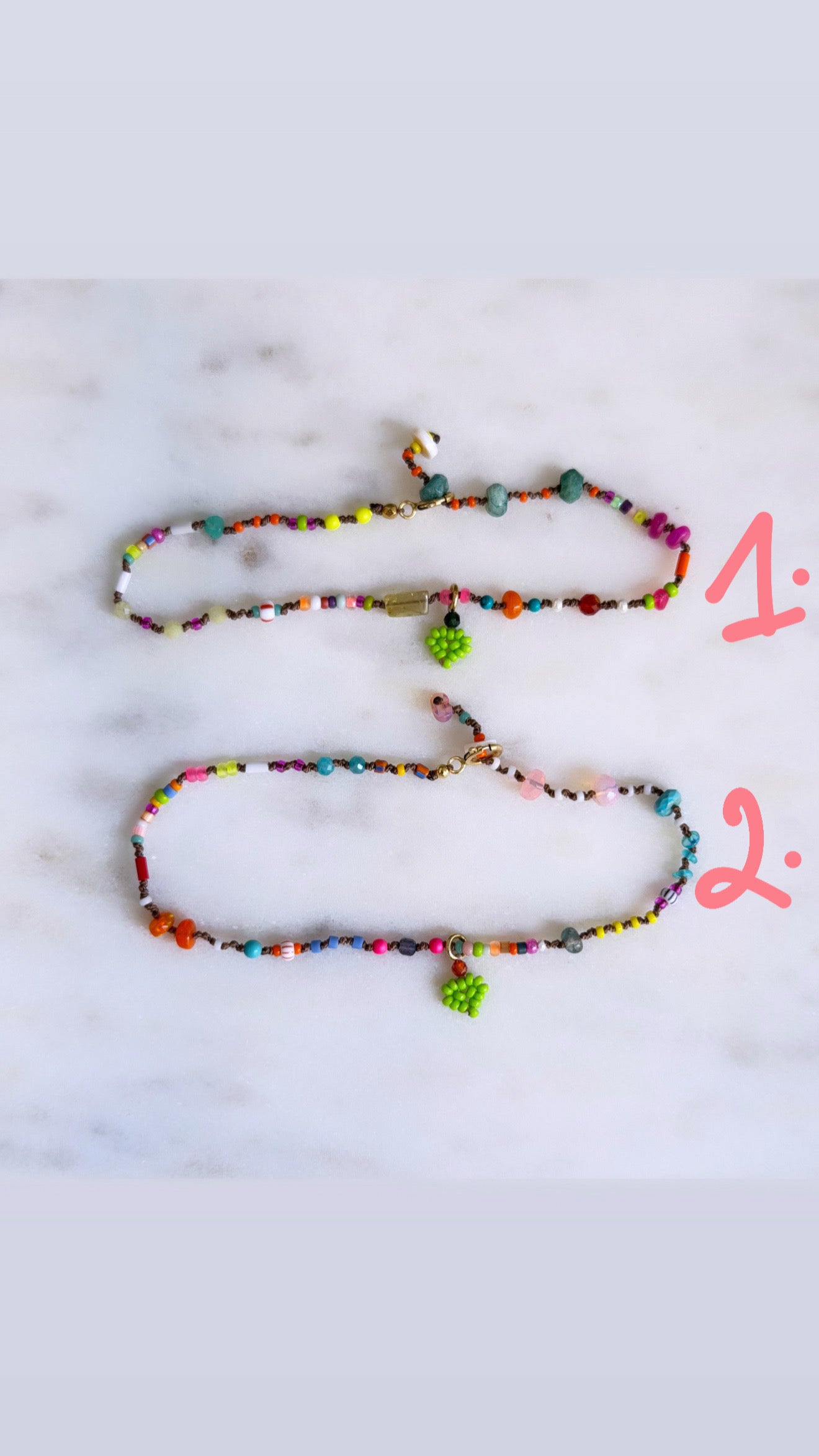 Bracelets petits cœurs vert fluo Summer by Mirca