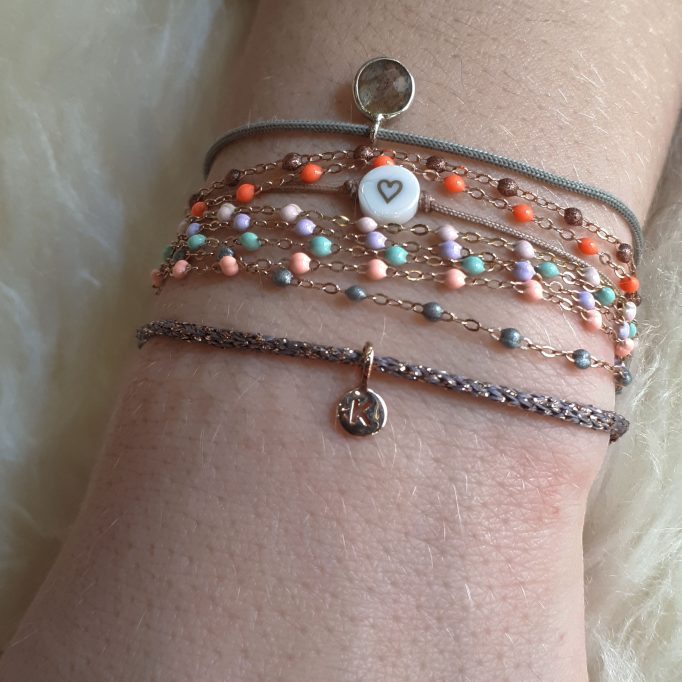 Lettre K : Mini Médaille « Mini Precious » en Or Rose 14 Carats