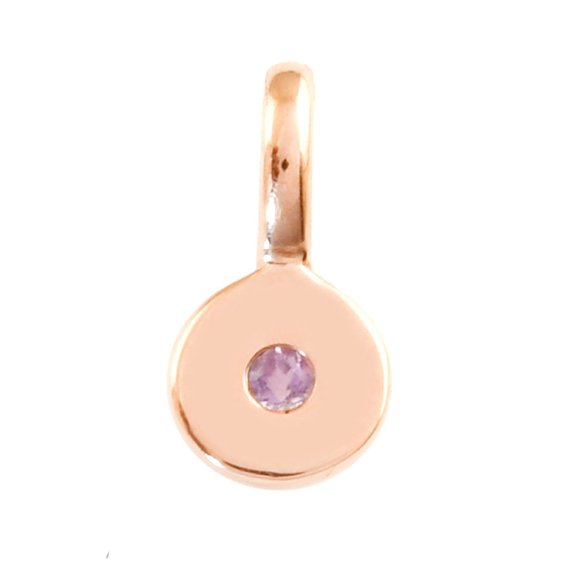 Mini Médaille Birthstone FÉVRIER en Or Rose 14 Carats et pierre Améthyste Violette
